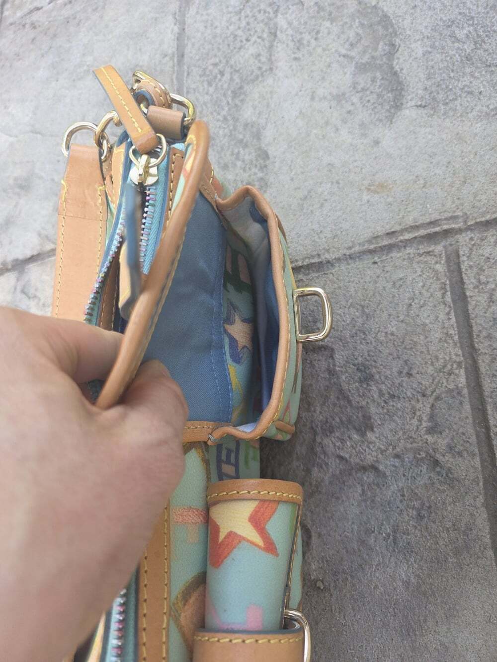 Vintage Y2K Dooney & Bourke "IT" Multicolored Monogram Banana Shoulder Bag Purse - Picture 15 of 16